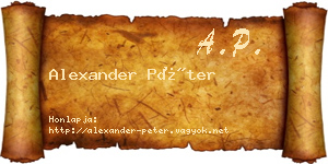 Alexander Péter névjegykártya